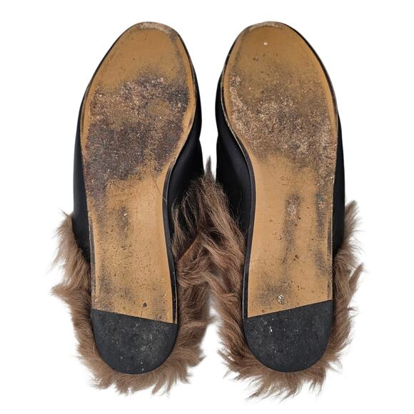 Gucci Princetown Horsebit Flat Slide Mule Fur Lined Black Leather Size 40 US 10 - Picture 8 of 9